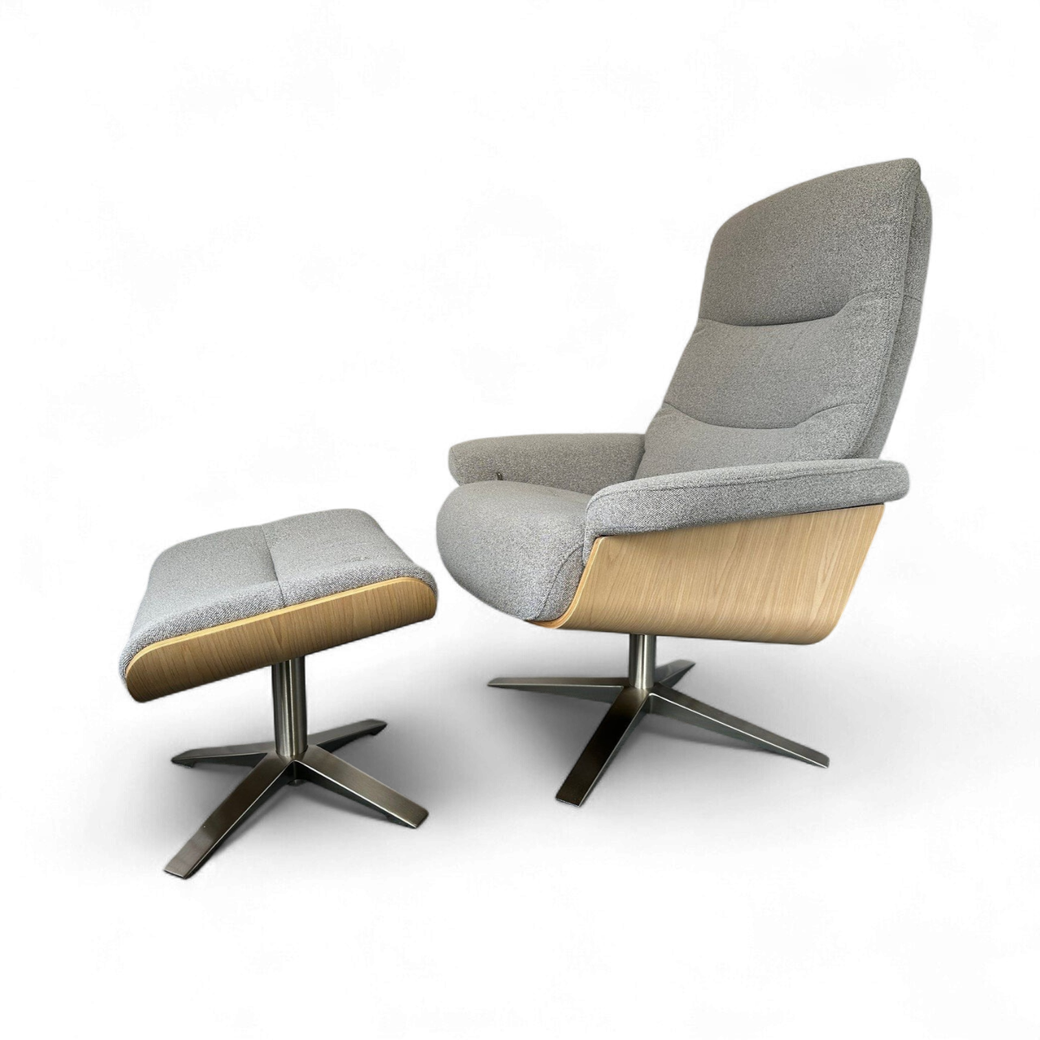 Sessel AMASRA Stoff grau inkl. Hocker