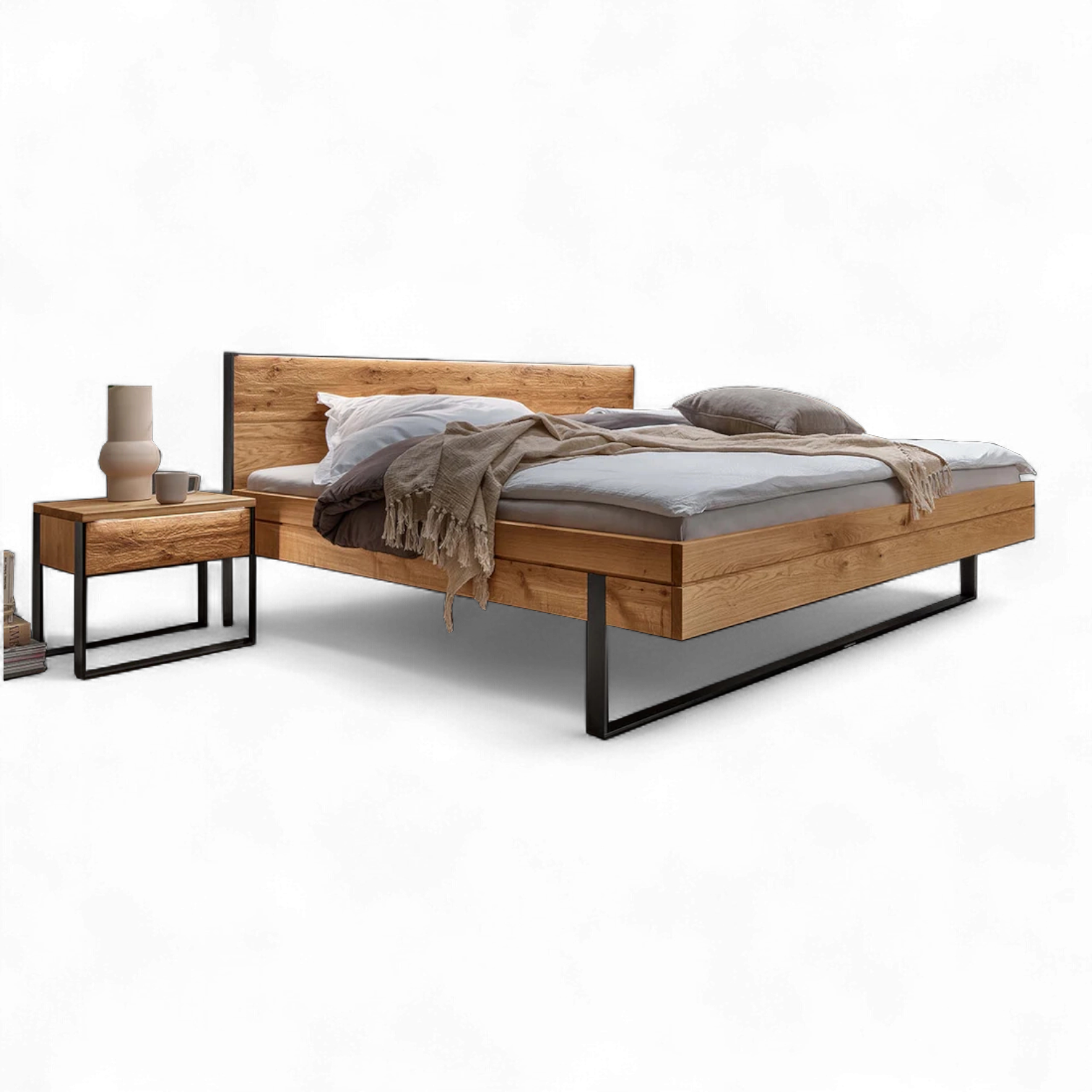 Bett BOSTON Wildeiche massiv LED Beleuchtung