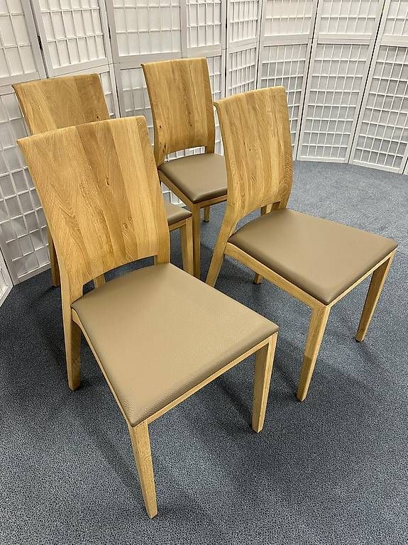 4 Stühle ZARA Eiche massiv Bianco