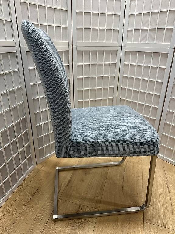 6 Freischwinger Stühle DIEGO Stoff Iceblue hellblau