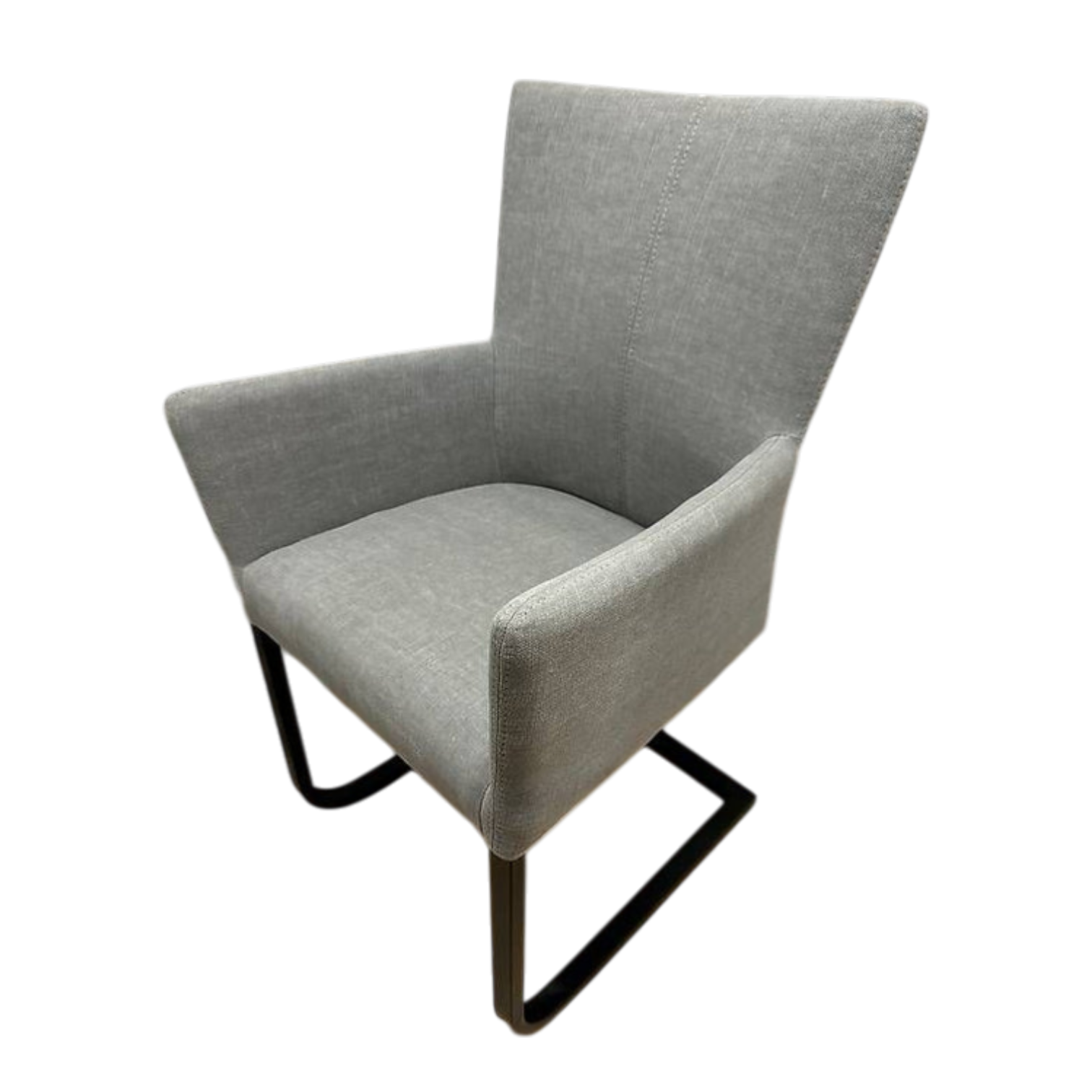 8 Freischwingerstühle ROMA Stoff hellgrau