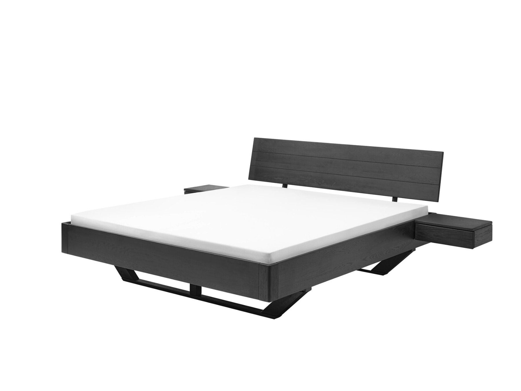 Bett BLACK EDITION Wildeiche massiv schwarz