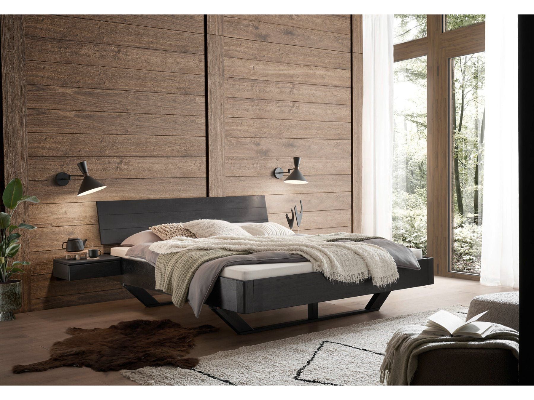 Bett BLACK EDITION Wildeiche massiv schwarz Möbel Rufli AG bett-black-edition-wildeiche-massiv-schwarz-holzkufen-cm-3