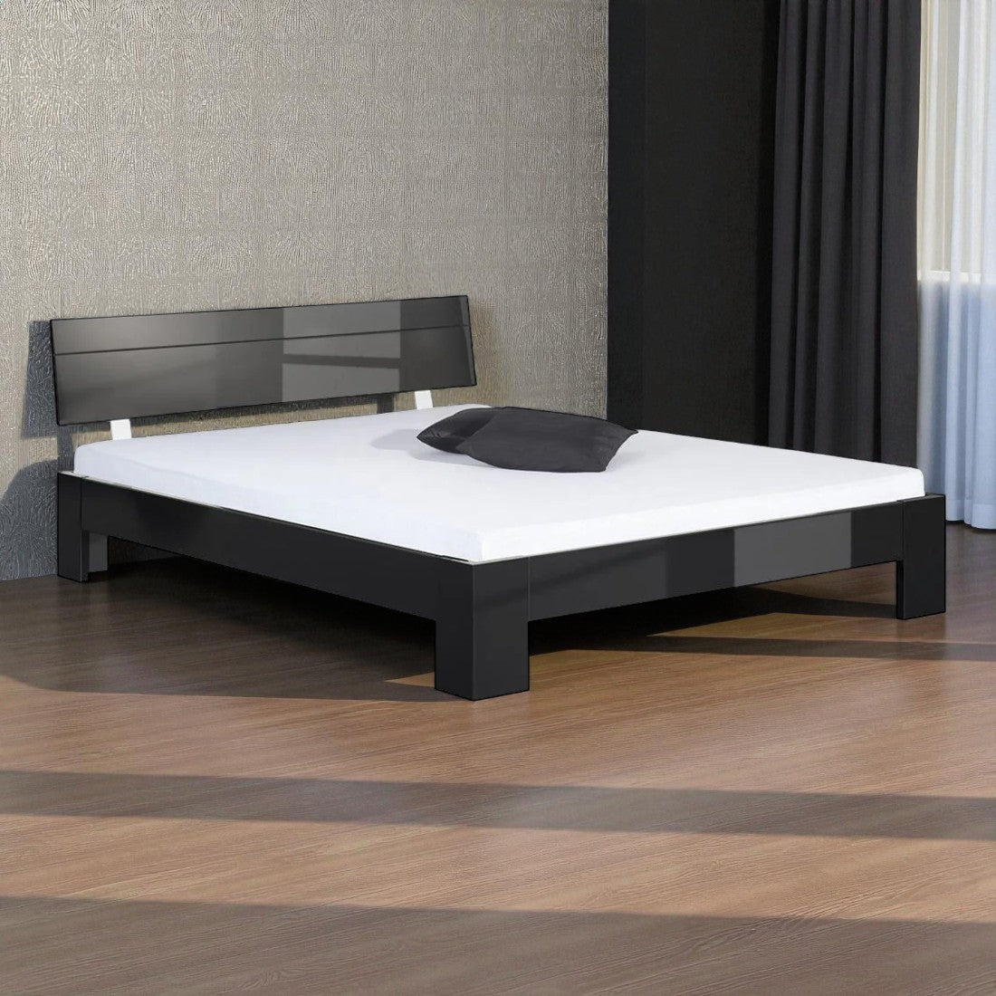 Bett PERLETO schwarz Hochglanz