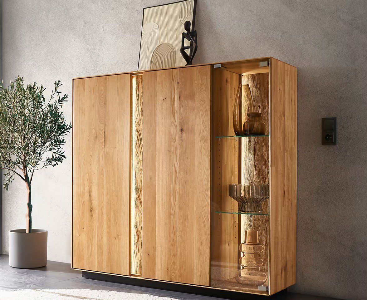 Highboard LAUSANNE Wildeiche massiv 136 cm