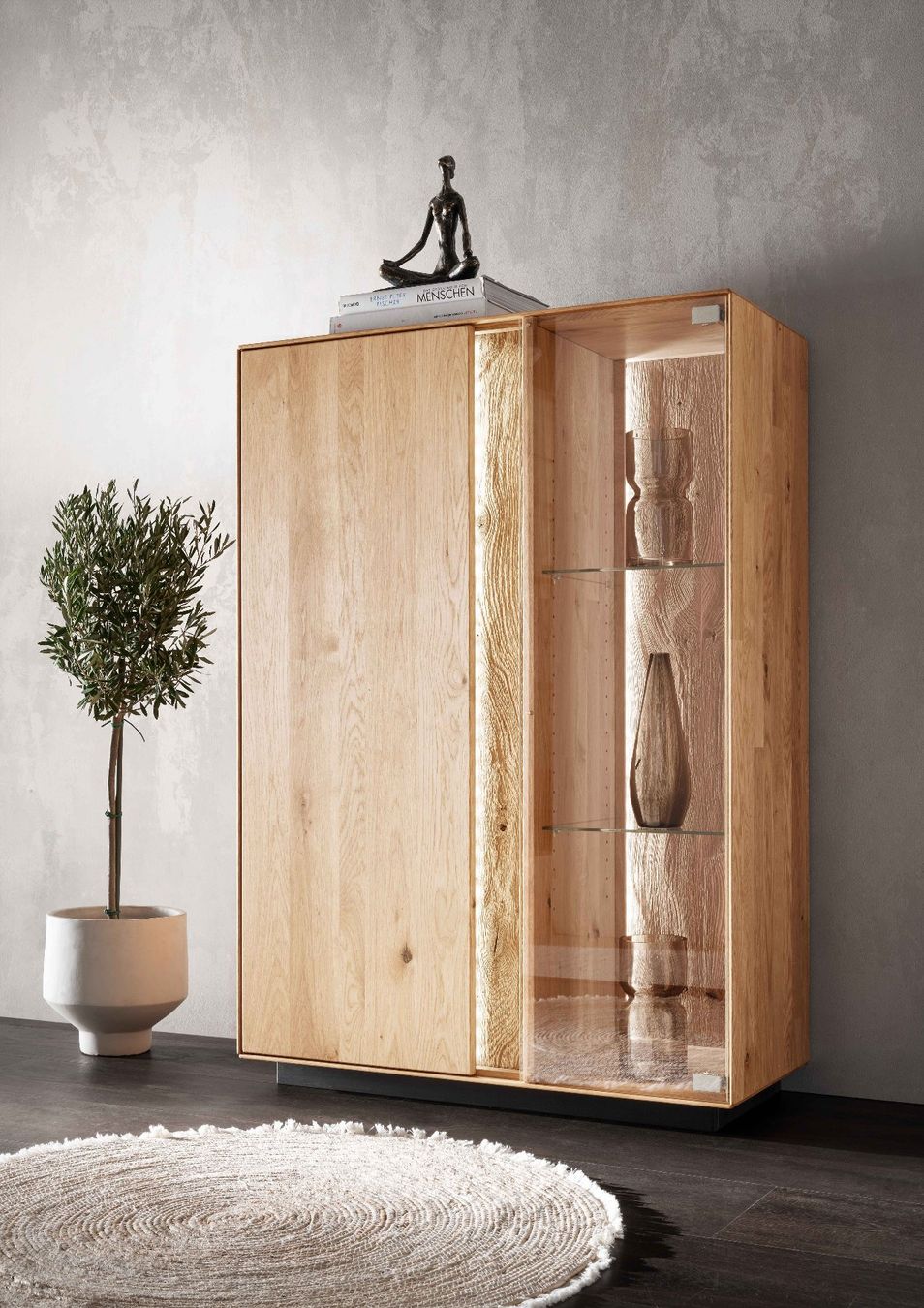 Highboard LAUSANNE Wildeiche massiv 91.5 cm