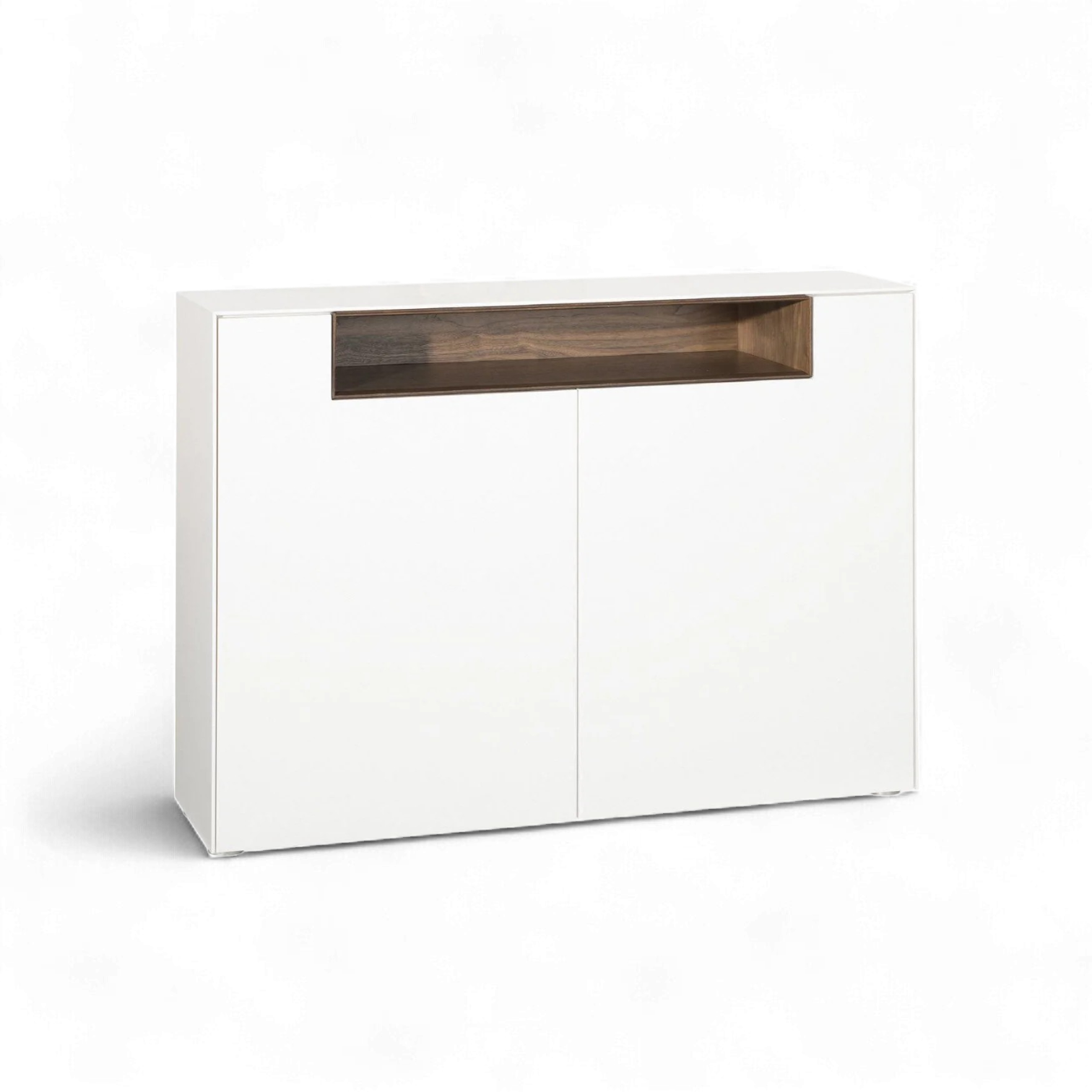 Highboard SKYLINE weiss matt Nussbaum