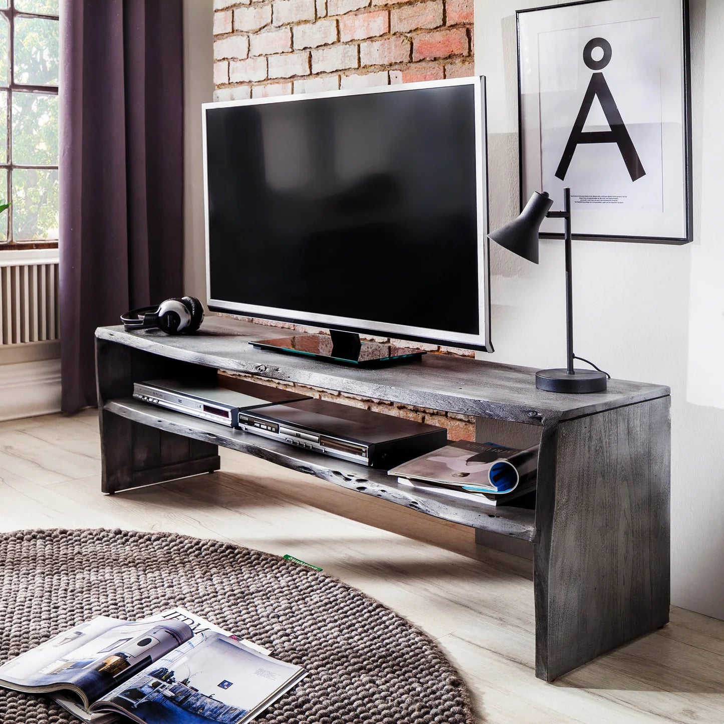 Lowboard BIRAMI Akazie massiv grau