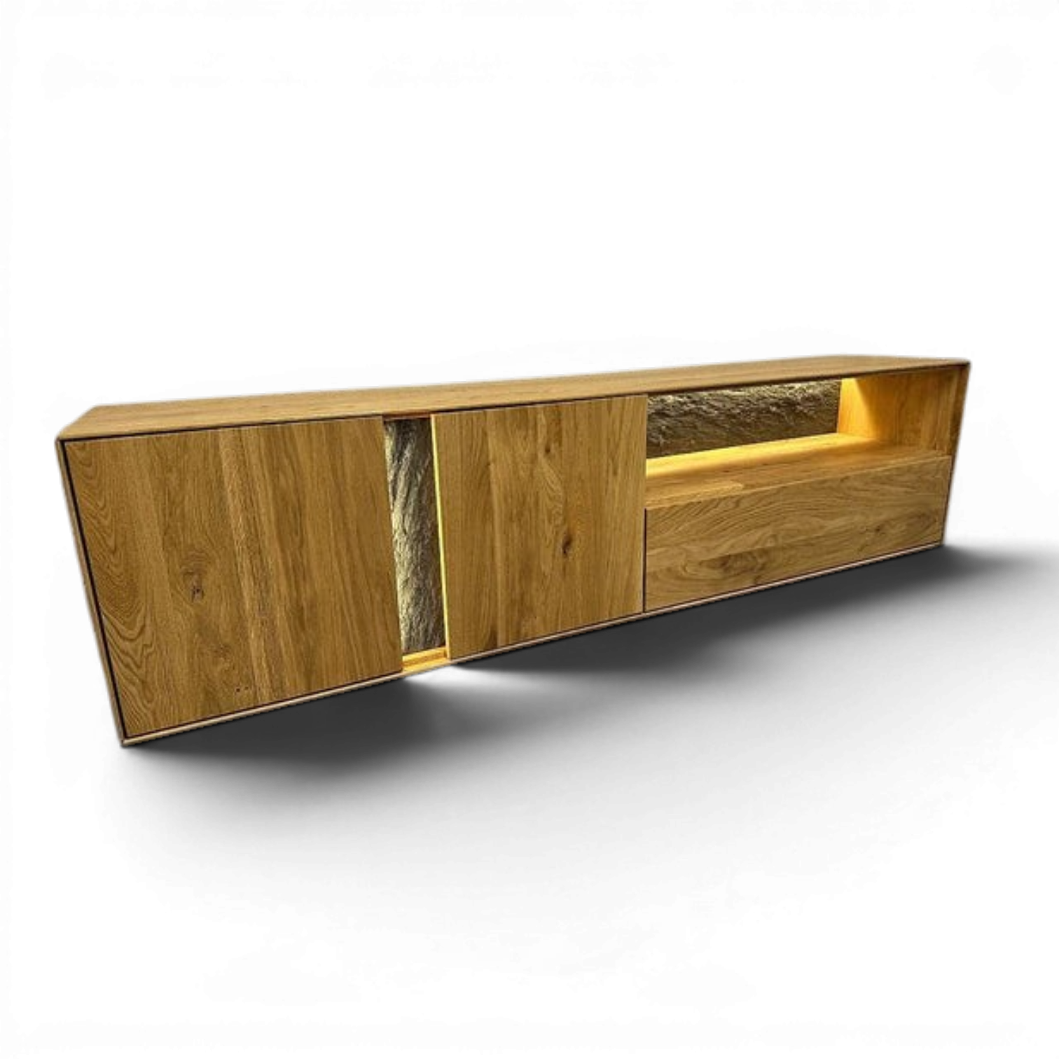Lowboard TURIN Wildeiche massiv Steinfurnier Möbel Rufli AG lowboard-turin-wildeiche-massiv-mit-steinfurnier-led-200-cm-2