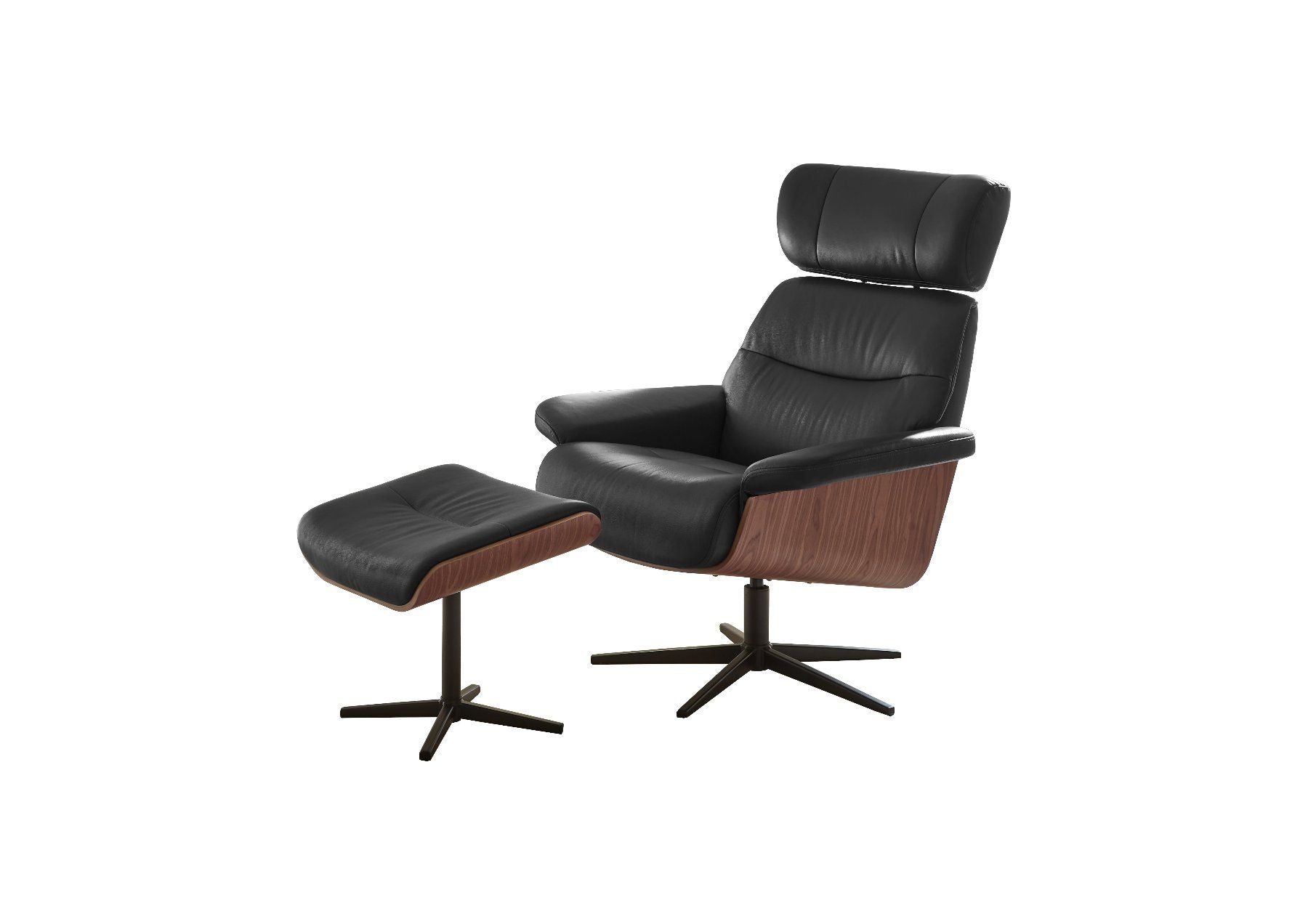 Sessel MANILA Leder Möbel Rufli AG relax-sessel-manila-leder-schwarz-inkl-hocker_1