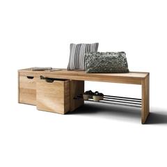 Schuhbank COLON Wildeiche massiv 160 cm Möbel Rufli AG sitzbank-garderobenbank-colon-wildeiche-massiv-ablage-schwarz-2-schubladen-160-cm-5
