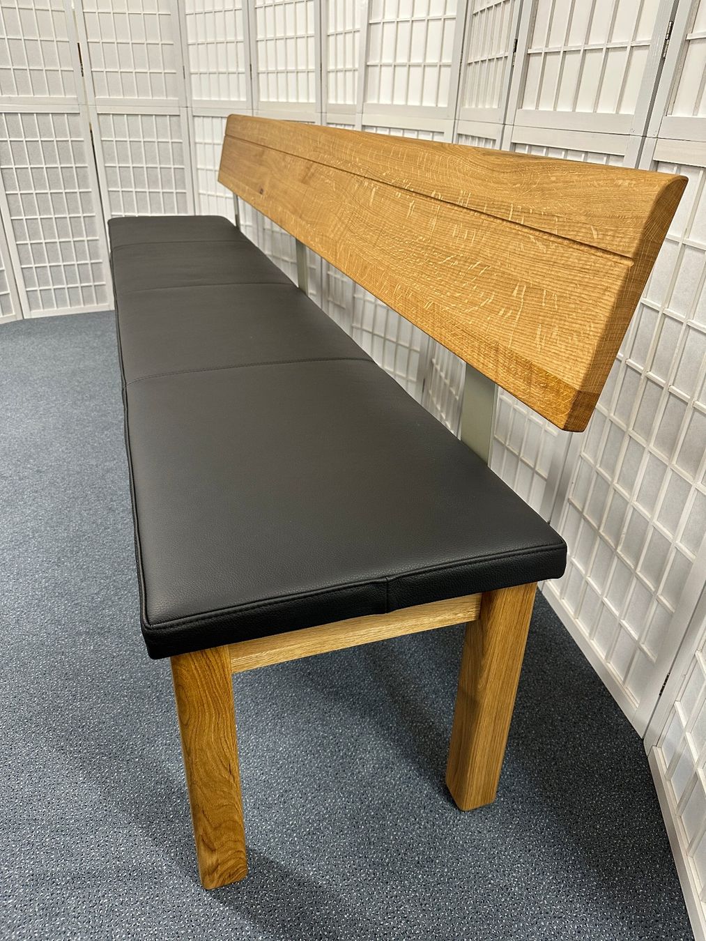 Sitzbank TREVA Asteiche Wildeiche massiv, Lederpolster