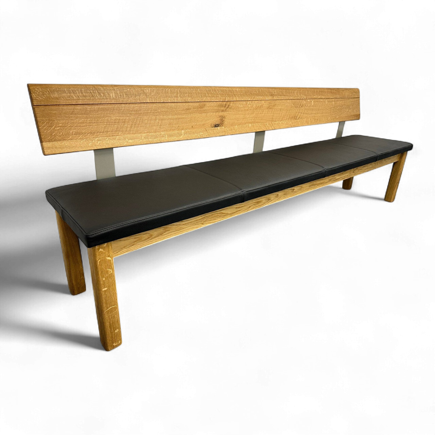 Sitzbank TREVA Asteiche Wildeiche massiv, Lederpolster