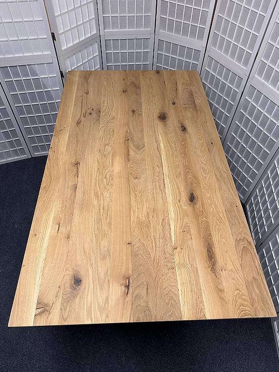 Tisch EDDY Wildeiche massiv Bianco 160 x 90 cm Möbel Rufli AG tisch-eddy-wildeiche-massiv-bianco-geoelt-160x90cm-trapezfuesse-3