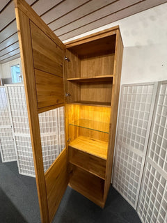 Highboard CASERA Asteiche massiv Möbel Rufli AG wimmer-vitrine-casera-rustikale-asteiche-massiv-natur-geolt-64-cm-beleuchtung-2